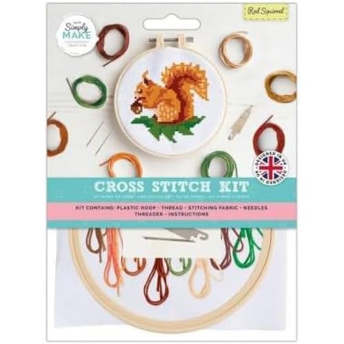 Simply MAKE Kreuzstich-Set – Rotes Eichhörnchen-Design für Kinder und Erwachsene, einschließlich Reifen, Stickgarn, Stoff und Nadel, perfekt für Erwachsenen-Bastelarbeiten und Anfänger, Simply MAKE Kreuzstich-Set – Rotes Eichhörnchen-Design für Kinder und Erwachsene, einschließlich Reifen, Stickgarn, Stoff und Nadel, perfekt für Erwachsenen-Bastelarbeiten und Anfänger, von Simply MAKE