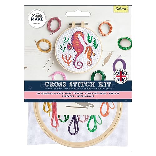 Simply MAKE Kreuzstich-Set – Seepferdchen-Design für Kinder und Erwachsene, einschließlich Reifen, Stickgarn, Stoff und Nadel, perfekt für Erwachsenen-Bastelarbeiten und Anfänger, Simply MAKE Kreuzstich-Set – Seepferdchen-Design für Kinder und Erwachsene, einschließlich Reifen, Stickgarn, Stoff und Nadel, perfekt für Erwachsenen-Bastelarbeiten und Anfänger, von Simply MAKE