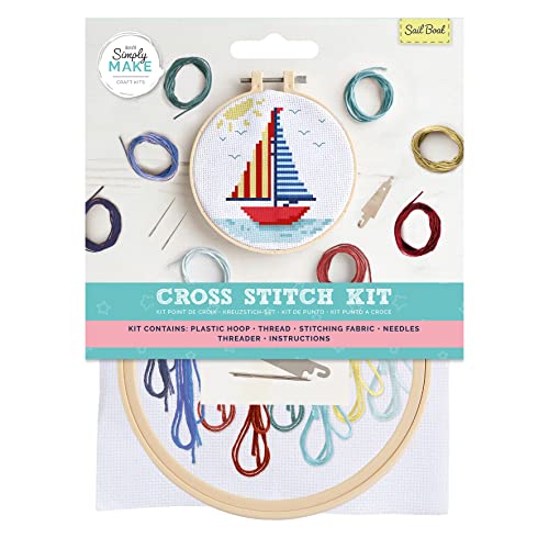 Simply MAKE Kreuzstich-Set – Segelboot-Design für Kinder und Erwachsene, einschließlich Reifen, Stickgarn, Stoff und Nadel, perfekt für Erwachsene und Anfänger, Starter-Kreuzstich-Bastelset Simply MAKE Kreuzstich-Set – Segelboot-Design für Kinder und Erwachsene, einschließlich Reifen, Stickgarn, Stoff und Nadel, perfekt für Erwachsene und Anfänger, Starter-Kreuzstich-Bastelset von Simply MAKE