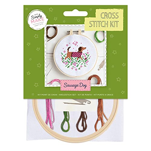 Simply MAKE Kreuzstich-Set – Wursthund-Design für Kinder und Erwachsene, einschließlich Reifen, Stickgarn, Stoff und Nadel, perfekt für Erwachsenen-Bastelarbeiten und Anfänger, Simply MAKE Kreuzstich-Set – Wursthund-Design für Kinder und Erwachsene, einschließlich Reifen, Stickgarn, Stoff und Nadel, perfekt für Erwachsenen-Bastelarbeiten und Anfänger, von Simply MAKE