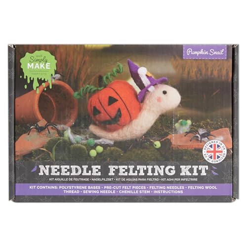 Simply MAKE Nadelfilz Kit Halloween Kürbis Schnecke, einschließlich Wolle, Nadeln, Werkzeuge, für Anfänger, Nadelfilz Bastelsets, Starter Hobby Handwerk, Dekoration, Geschenk, Hobbys für Bastler von Simply MAKE