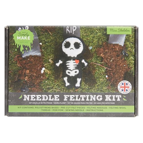Simply MAKE Nadelfilz Kit Halloween Miss Skelett, einschließlich Wolle, Nadeln, Werkzeuge, für Anfänger, Nadelfilz Bastelsets, Starter Hobby Handwerk, Dekoration, Geschenk, Hobbys für Bastler Simply MAKE Nadelfilz Kit Halloween Miss Skelett, einschließlich Wolle, Nadeln, Werkzeuge, für Anfänger, Nadelfilz Bastelsets, Starter Hobby Handwerk, Dekoration, Geschenk, Hobbys für Bastler von Simply MAKE