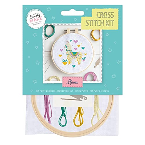 Simply Make Kreuzstich-Set – Lama-Design für Kinder und Erwachsene, einschließlich Reifen, Stickgarn, Stoff und Nadel, perfekt für Erwachsenen-Bastelarbeiten und Anfänger, Starter-Kreuzstich-Bastelset Simply Make Kreuzstich-Set – Lama-Design für Kinder und Erwachsene, einschließlich Reifen, Stickgarn, Stoff und Nadel, perfekt für Erwachsenen-Bastelarbeiten und Anfänger, Starter-Kreuzstich-Bastelset von Simply MAKE