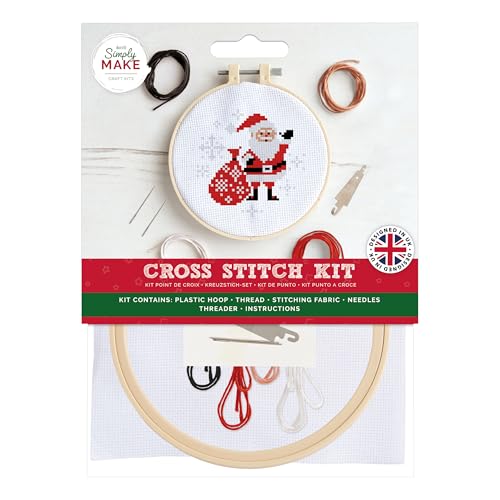 Simply Make Kreuzstich-Set – Weihnachtsmann-Design für Kinder und Erwachsene, inklusive Reifen, Stickgarn, Stoff und Nadel – perfekt für Erwachsene Handwerk und Anfänger – Starter-Kreuzstich-Bastelset Simply Make Kreuzstich-Set – Weihnachtsmann-Design für Kinder und Erwachsene, inklusive Reifen, Stickgarn, Stoff und Nadel – perfekt für Erwachsene Handwerk und Anfänger – Starter-Kreuzstich-Bastelset von Simply MAKE
