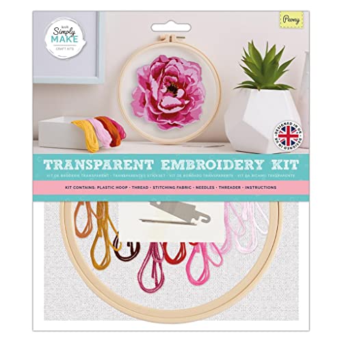 Simply MAKE Erwachsenen-Nähnadel, Pfingstrose, Stickerei, Hobby-Set, das perfekte Geschenk für jeden Kreativitäts-Enthusiasten oder Hobbyisten, ideal für Anfänger und Anfänger von Simply MAKE