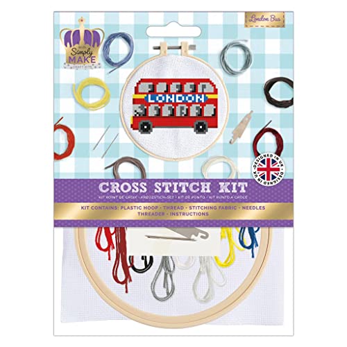 Simply MAKE docrafts Kreuzstich-Stickset zum Selbermachen – Krönung London Bus, ideal für Erwachsene und ältere Kinder, egal ob Anfänger oder erfahrene Bastler, perfektes Hobby-Bastelset von Simply MAKE