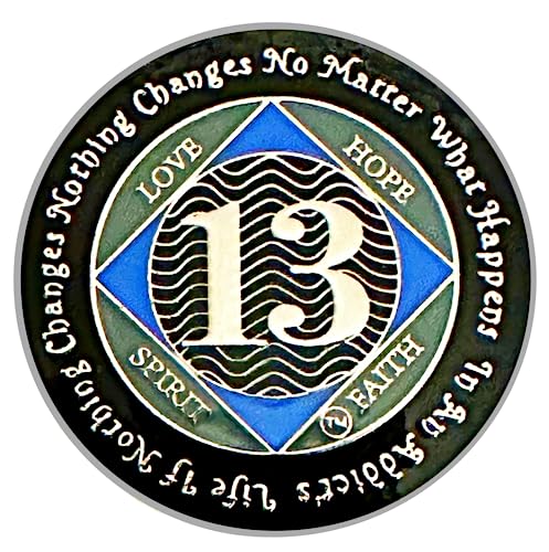 NA 13-Jahres-Medaillon, silberfarben, blau beschichtet, Epoxidharz-überzogen, anonyme Münze (NA 13-Jahres-Medaillon) von Simply Minimal