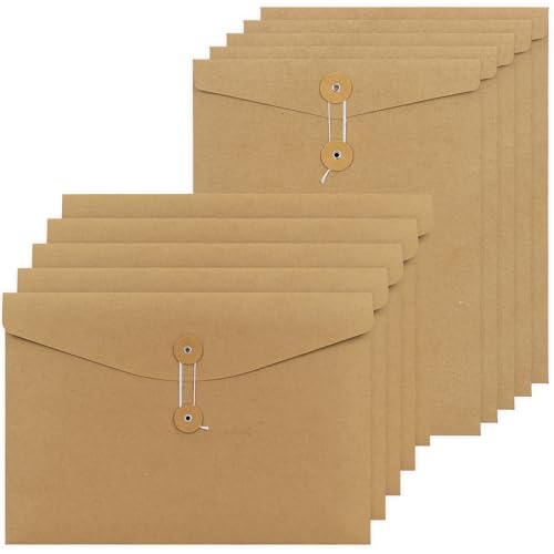 Simpolor 10PCS Dokumententasche Kraft papier-Ordner für A4 Papier-Ordner, A4 Umschläge Projekttaschen Dokument Brieftasche Tasche mit String, keine Erweiterung (Vertikal+Horizontal) von Simpolor