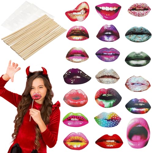 20 Stück Lustige Foto Requisiten Lippen Mund Prop-Set für Party, Hochzeit, Geburtstag, Karneval von Simsky