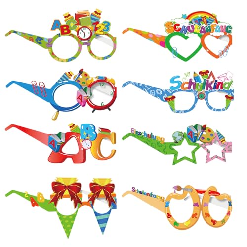 Einschulungsbrille Set, 16 Stück, Papier Partybrillen mit Buchstaben, Zahlen und Motiven für Schulanfang Einschulungsbrille Set, 16 Stück, Papier Partybrillen mit Buchstaben, Zahlen und Motiven für Schulanfang von Simsky