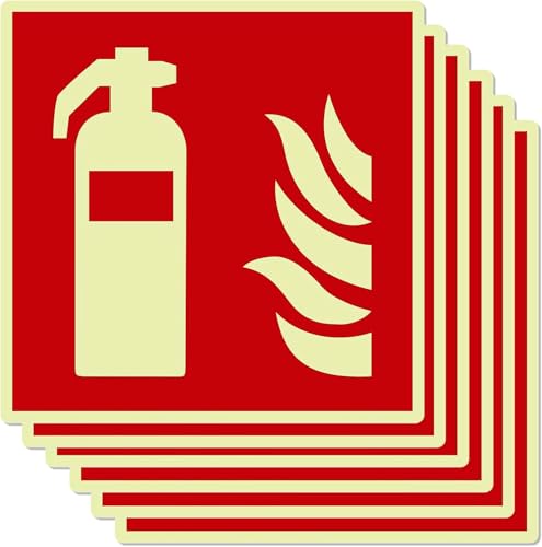 Feuerlöscher Hinweisschild, Nachleuchtend, Selbstklebend, PVC, 14,5 x 14,5 cm, 6 Stück Feuerlöscher Hinweisschild, Nachleuchtend, Selbstklebend, PVC, 14,5 x 14,5 cm, 6 Stück von Simsky
