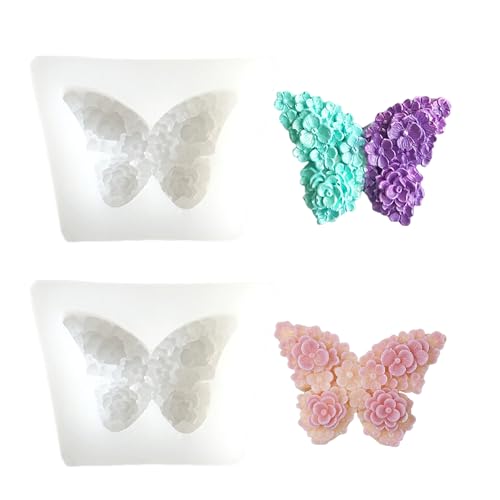 2 Stück Silikonform Schmetterling,Silikonformen Gießformen Kerzenformen-Set aus Silikon mit Schmetterlingen und Blumen (6.7x5x4.8cm) 2 Stück Silikonform Schmetterling,Silikonformen Gießformen Kerzenformen-Set aus Silikon mit Schmetterlingen und Blumen (6.7x5x4.8cm) von Simsky
