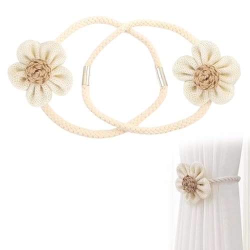 Magnetische Raffhalter, 2er Set Magnetische Vorhang Raffhalter,Magnetische Vorhang Raffhalter - Blumen Vorhanghalter für Boho Deko, Einfach und Elegant, Beige Seil, Haus Dekoration, Weiß Magnetische Raffhalter, 2er Set Magnetische Vorhang Raffhalter,Magnetische Vorhang Raffhalter - Blumen Vorhanghalter für Boho Deko, Einfach und Elegant, Beige Seil, Haus Dekoration, Weiß von Simsky