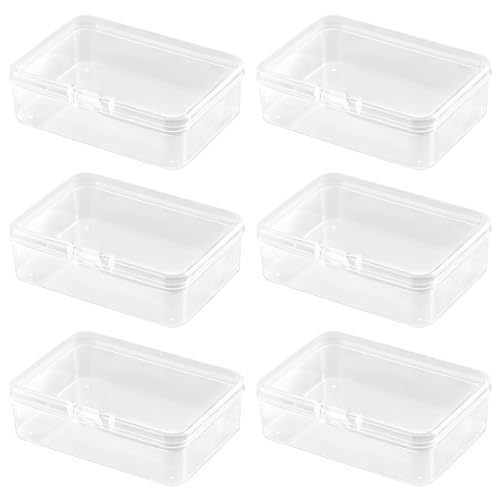 Simsky 6 Stück Plastik Kleine Transparent Aufbewahrungsbox,Plastik Klar Box mit Klappdeckel,für Kleine Perlen, Pillen, Schmuck, Schrauben Sortierbox, Bastelzubehör(8.5 x 6 x 2cm) von Simsky