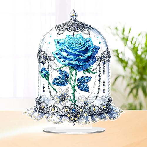 Simsky Diamond Painting Bastelset Blaue Rose, 5D Tischdeko Aufsteller, Blumen Dekoration für Wohnzimmer, Schlafzimmer, Esstisch Simsky Diamond Painting Bastelset Blaue Rose, 5D Tischdeko Aufsteller, Blumen Dekoration für Wohnzimmer, Schlafzimmer, Esstisch von Simsky