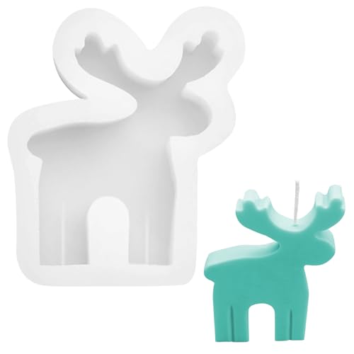 Weihnachten Silikonform - 3D Kerzen Gießform aus Silikon mit Elch Motiven - Weihnachten DIY Silikon Kerzen Gießform, DIY Form für Seife, Kerzen, Backen und Deko von Simsky