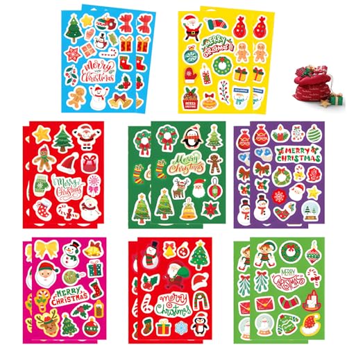 Weihnachtsaufkleber Set - 226 Stück Selbstklebende Sticker mit Merry Christmas Motiven - Bunte Weihnachtsdeko für Geschenke, Umschläge, Basteln und mehr von Simsky