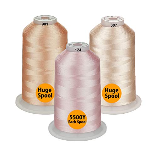 Simthread 26 Auswahlen Packungen von Polyester Stickmaschinengarn, riesige Spule 5500Y für Allzweck-Nähmaschinen, Hautfarbe von Simthread
