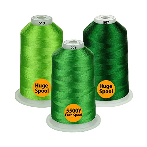 Simthread - 26 Auswahlen – Packungen von Polyester-Stickmaschinengarn, riesige Spule 5500Y für Allzweck-Nähmaschinen – Grün-Serie. von Simthread