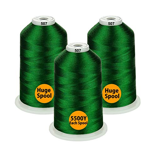 Simthread - 26 Auswahlen – Packungen von Polyester-Stickmaschinengarn, riesige Spule 5500Y für alle Zwecke, Nähmaschinen, Grün von Simthread