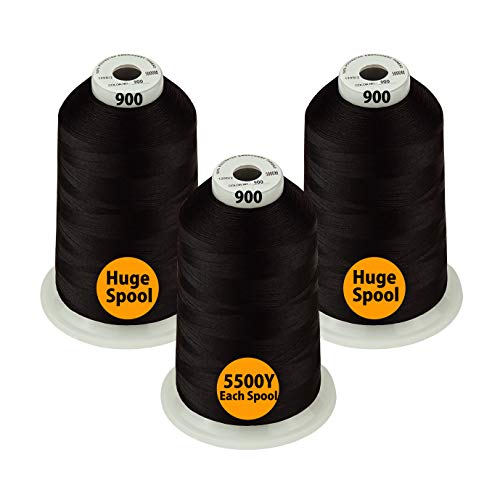 Simthread - 26 Auswahlen – Sortiert Farben Packungen von Polyester-Stickmaschinengarn, riesige Spule 5500Y für Allzweck-Nähmaschinen – Schwarz von Simthread