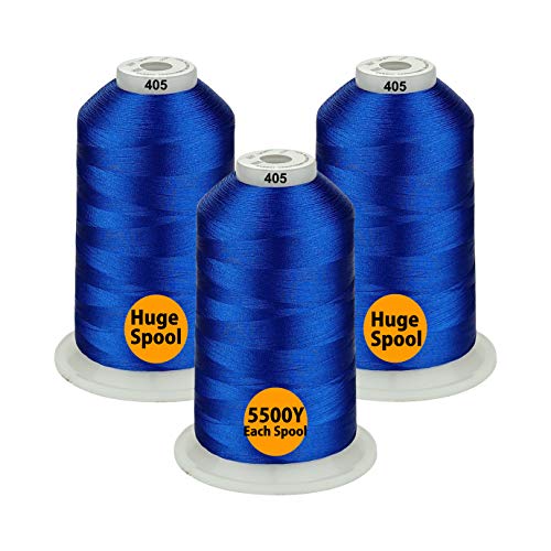 Simthread - 26 Auswahlen – Sortiert Farben Packungen von Polyester-Stickmaschinengarn, riesige Spule 5500Y für alle Zwecke, Nähmaschinen, Blau von Simthread