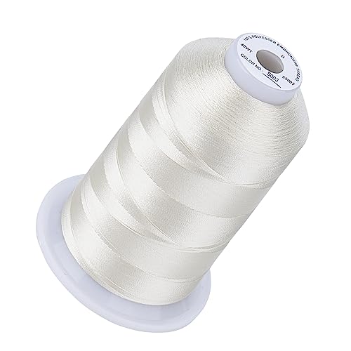 Simthread Stickgarn, 5000 m, 40 W, 100 % Polyester, über 170 lebendige Farben, CPSC-zertifiziert, Hochgeschwindigkeitsbewertung, kompatibel mit Brother, Singer, Janome und mehr, Eierschale S003 von Simthread