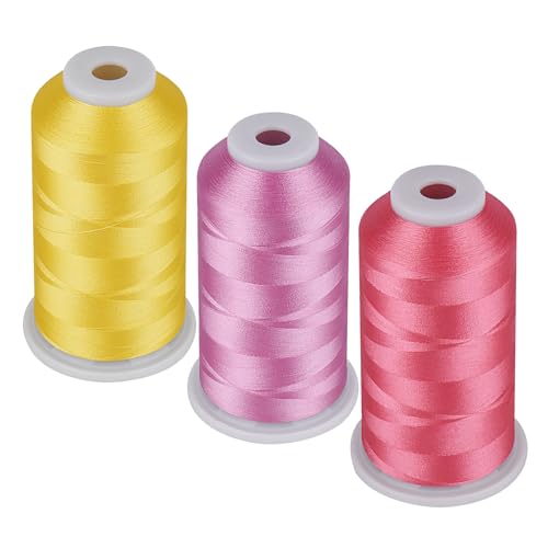 Simthread 60 W Spulenfüllgarn, Maschinenstickgarn, 5000 m, 3er-Pack, Rosa, Gelb, Hellflieder Simthread 60 W Spulenfüllgarn, Maschinenstickgarn, 5000 m, 3er-Pack, Rosa, Gelb, Hellflieder von Simthread