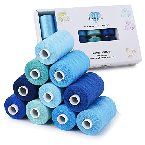 Simthread Allzweck-Nähgarn, 10 Spulen Größe 40D/2 Polyester-Nähgarn zum Nähen, Quilten und für die Nähmaschine - Praktische Polyester-Nähgarne für die Nähmaschine, je Spule 1000 Yards(Denim-Farbserie) Simthread Allzweck-Nähgarn, 10 Spulen Größe 40D/2 Polyester-Nähgarn zum Nähen, Quilten und für die Nähmaschine - Praktische Polyester-Nähgarne für die Nähmaschine, je Spule 1000 Yards(Denim-Farbserie) von Simthread