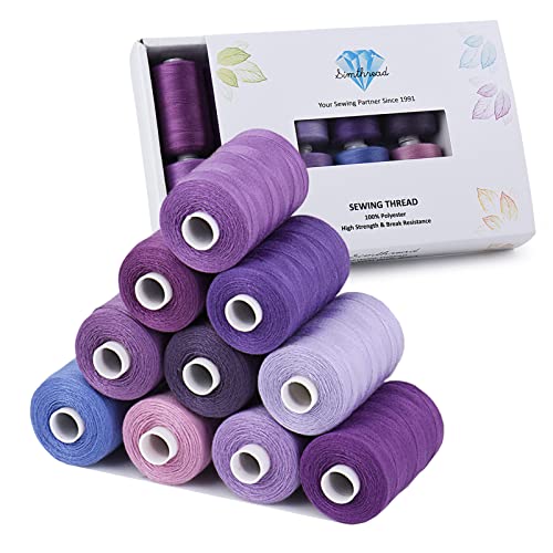 Simthread Allzweck-Nähgarn, 10 Spulen Größe 40D/2 Polyester-Nähgarn zum Nähen, Quilten und für die Nähmaschine - Praktische Polyester-Nähgarne für die Nähmaschine, je Spule 1000 Yards(lila Serie) Simthread Allzweck-Nähgarn, 10 Spulen Größe 40D/2 Polyester-Nähgarn zum Nähen, Quilten und für die Nähmaschine - Praktische Polyester-Nähgarne für die Nähmaschine, je Spule 1000 Yards(lila Serie) von Simthread