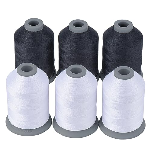 Simthread Allzweck-Nähgarn, 6 Spulen Größe 40D/2 Polyestergarn für Nähen, Quilten und Nähmaschine – praktische Polyester-Nähgarne für Nähmaschine, jede Spule 700 Meter – 2 Farben von Simthread