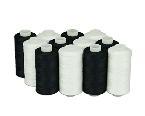 Simthread Baumwoll Nähgarn Quiltgarn für Nähen und Quilten Maschinen - 550 Yards/spule, Weiße und schwarze Farben von Simthread