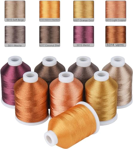 Simthread Braunes Stickgarn, 8 Madeira-Farben, 40 W, 100 % Polyester, für Brother, Babylock, Janome, Singer, Pfaff, Husqvarna, Bernina-Maschine Simthread Braunes Stickgarn, 8 Madeira-Farben, 40 W, 100 % Polyester, für Brother, Babylock, Janome, Singer, Pfaff, Husqvarna, Bernina-Maschine von Simthread