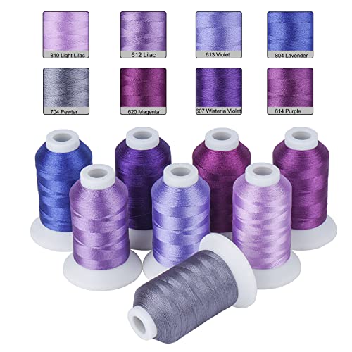 Simthread Lila Stickgarn, 8 Brother Farben, 40 W, 100 % Polyester für Brother, Babylock, Janome, Singer, Pfaff, Husqvarna, Bernina Maschine von Simthread