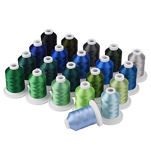 Simthread Maschinen Stickgarn, 800Y 21 Schnappen Spulen, Blau und Grün Farben für professionelles Stickdesign Simthread Maschinen Stickgarn, 800Y 21 Schnappen Spulen, Blau und Grün Farben für professionelles Stickdesign von Simthread