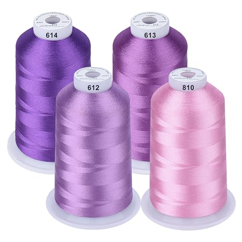 Simthread Maschinenstickgarn 5000M Spulen Set Polyester Stickgarn für Babylock, Janome, Kenmore, Singer, W6 N Stickereimaschine (4 Lila) von Simthread