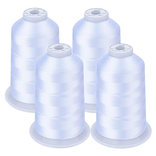 Simthread Maschinenstickgarn 5000M Spulen Set Polyester Stickgarn für Babylock, Janome, Kenmore, Singer, W6 N Stickereimaschine (4 weiß) von Simthread