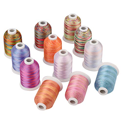 Simthread Multi-Farben Polyester Maschinen Stickgarn - 1,000 Meters, für Brother, Babylock, Bernette, Janome, Kenmore, Singer, W6 N 5000 Stickmaschine und Nähmaschine (12 Faben - MU) von Simthread