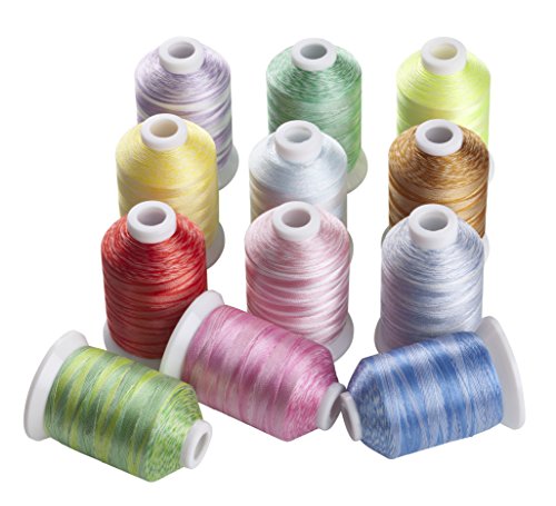 Simthread Multi Farben Polyester Maschinen Stickgarn - 1,000 Meters, für Brother, Babylock, Bernette, Janome, Kenmore, Singer, W6 N 5000 Stickmaschine und Nähmaschine (12 Farben-VA) von Simthread