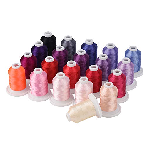 Simthread Polyester Maschinen Stickgarn, 800Y 21 Schnappen Spulen, Pink und Violett Farben für professionelles Stickdesign von Simthread