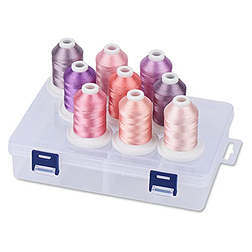 Simthread Polyester Maschinen Stickgarn mit Kunststoff-Aufbewahrungsbox, 9 Frisches Rosa und Lila Farben, 800 Yards Schnappen Spulen, für professionelles Stickdesign Simthread Polyester Maschinen Stickgarn mit Kunststoff-Aufbewahrungsbox, 9 Frisches Rosa und Lila Farben, 800 Yards Schnappen Spulen, für professionelles Stickdesign von Simthread