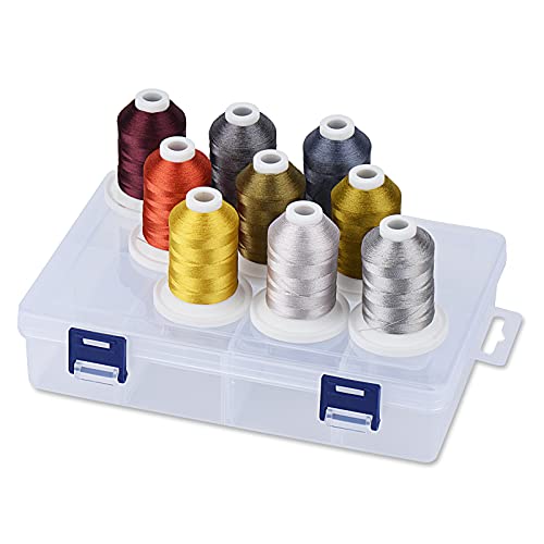 Simthread Polyester Maschinen Stickgarn mit Kunststoff-Aufbewahrungsbox, 9 Neutral Farben, 800 Yards Schnappen Spulen, für professionelles Stickdesign Simthread Polyester Maschinen Stickgarn mit Kunststoff-Aufbewahrungsbox, 9 Neutral Farben, 800 Yards Schnappen Spulen, für professionelles Stickdesign von Simthread