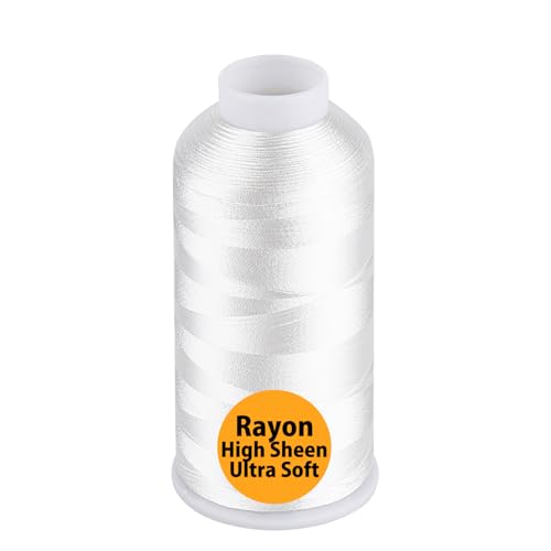 Simthread Rayon Stickgarn 5000m 40wt 100% Viskose für Nähmaschinen Professionell und für Zuhause, Cremeweiß von Simthread