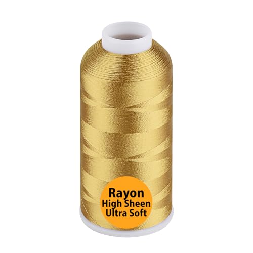 Simthread Rayon Stickgarn 5000m 40wt 100% Viskose für Nähmaschinen Professionell und für Zuhause, Gold Simthread Rayon Stickgarn 5000m 40wt 100% Viskose für Nähmaschinen Professionell und für Zuhause, Gold von Simthread