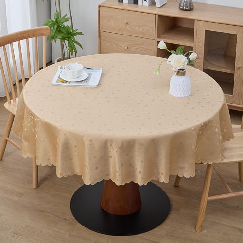 Simurq Tischdecke Abwaschbar Lotuseffekt | Wasserabweisend & Pflegeleicht & fleckenabweisend Tischdecken | Tischdecke Beige - Tischdecke Rund 140- Tischtuch Table Cloth (Beige, 140 cm Rund) von Simurq