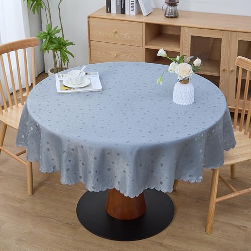 Simurq Tischdecke Abwaschbar Lotuseffekt | Wasserabweisend & Pflegeleicht & fleckenabweisend Tischdecken | Tischdecke grau - Tischdecke Rund 140- Tischtuch Table Cloth (Grau, 140 cm Rund) von Simurq