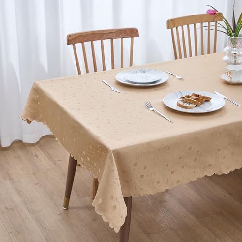 Simurq Tischdecke Abwaschbar Lotuseffekt | Wasserabweisend & Pflegeleicht & fleckenabweisend Tischdecken | Tischdecke weiß Grau Beige Tischdecke Rund - Tischtuch Table Cloth (Beige, 140x240 cm) von Simurq