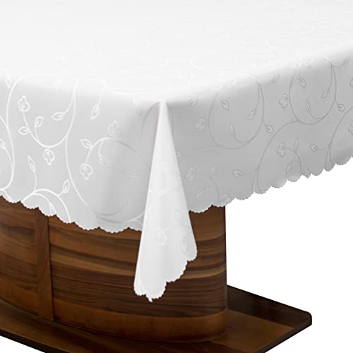 Simurq Tischdecke Abwaschbar Lotuseffekt | Wasserabweisend & Pflegeleicht & fleckenabweisend Tischdecken | Tischdecke Weiß - Tischdecke rechteckig - Tischtuch Table Cloth (Weiß, 130x160 cm) von Simurq