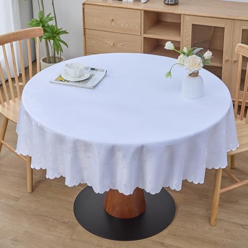 Simurq Tischdecke Abwaschbar Lotuseffekt | Wasserabweisend & Pflegeleicht & fleckenabweisend Tischdecken | Tischdecke weiß - Tischdecke Rund 160- Tischtuch Table Cloth (weiß, 160 cm Rund) von Simurq