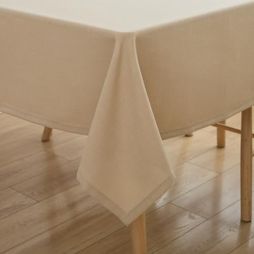 Simurq Tischdecke Abwaschbar-Wasserabweisend |Tischdecke rechteckig Leinenoptik-Lotuseffekt | Pflegeleicht & fleckenabweisend Tischdecken |Tischdecke Beige -Tischtuch Table Cloth (Beige, 130x160 cm) von Simurq